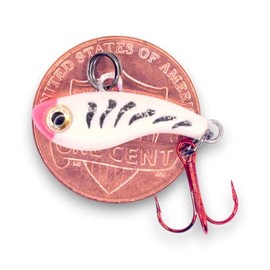 Kenders Tungsten T-Rip Mini Vibe Bait (White Tiger Glow, 3/4" - #14 Treble Hook (Approx 3/32 oz))