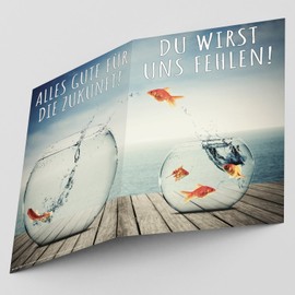 A4 XXL Leaving Card Golden Fish with Envelope - Folding Card for Colleagues for Retirement Pension Maternity Farewell Retirement Card from BREITENWERK