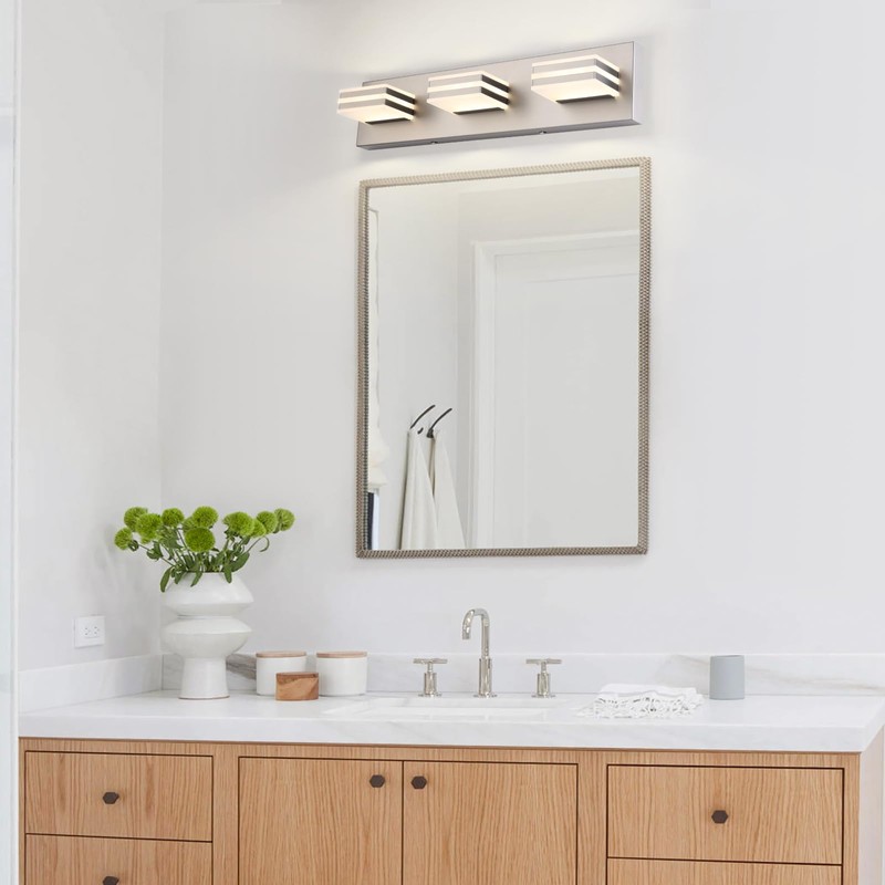 yumcrelect Brushed Nickel Vanity Lights for Bathroom Light Fixtures (3-Light,