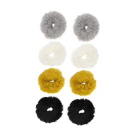 BIUDECO 8pcs Fluffy Hair Ties Soft Ponytail Holders for Elastic Hair Accessories Black Grey for Everyday Wear and Special Occasions