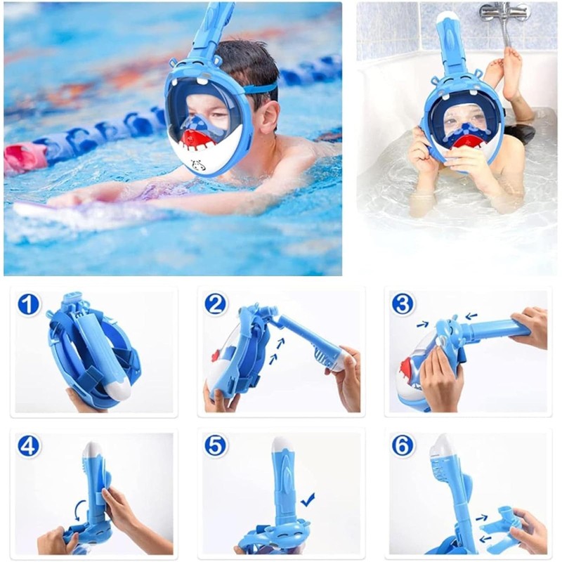 Snorkeling Snorkel Full Face Diving Mask for Children Elementary School