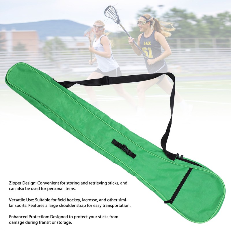 Lacrosse Stick Bag Green Holds 3 Sticks Large Capacity Oxford