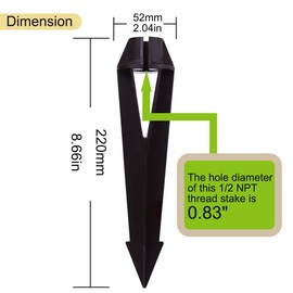 Noobibaba Landscape Lighting Stakes, Replacement Ground Stakes Plastic, 1/2 NPT Female Thread, 8 2/3" Length ABS Plastic for Outdoor Torch Lights 5-Pack Brown Color