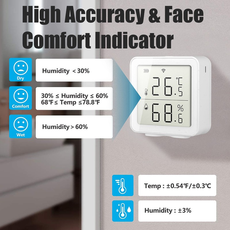 Smart WiFi Humidity Sensor Hygrometer Outdoor Indoor Thermometer Digital LCD