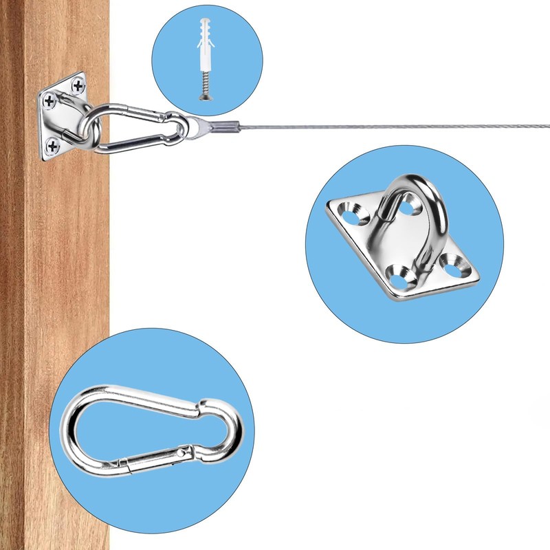 SWTYExt Eye Plates, M5 Stainless Steel and Stainless Steel Carabiner,