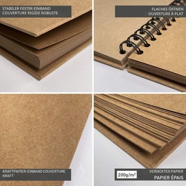 Clairefontaine 95431C Spiral Guest Book 27 x 20 cm 40 Sheets 200 g Kraft Brown