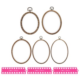 PATIKIL 5 Sizes Embroidery Hoops Set, 5 Pieces Imitated Wood Oval Frame Cross Stitch Hoop Ring for Embroidery Art Craft Sewing Ornaments Hanging Decoration