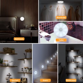 BISHKJOK LED Rechargeable Battery Lights Indoor, Stick on Light with Large Battery，Brightness Adjustable, Dimmable Touch Lights for Closet, Cabinet, Counter, Kitchen, Bedroom and Wall