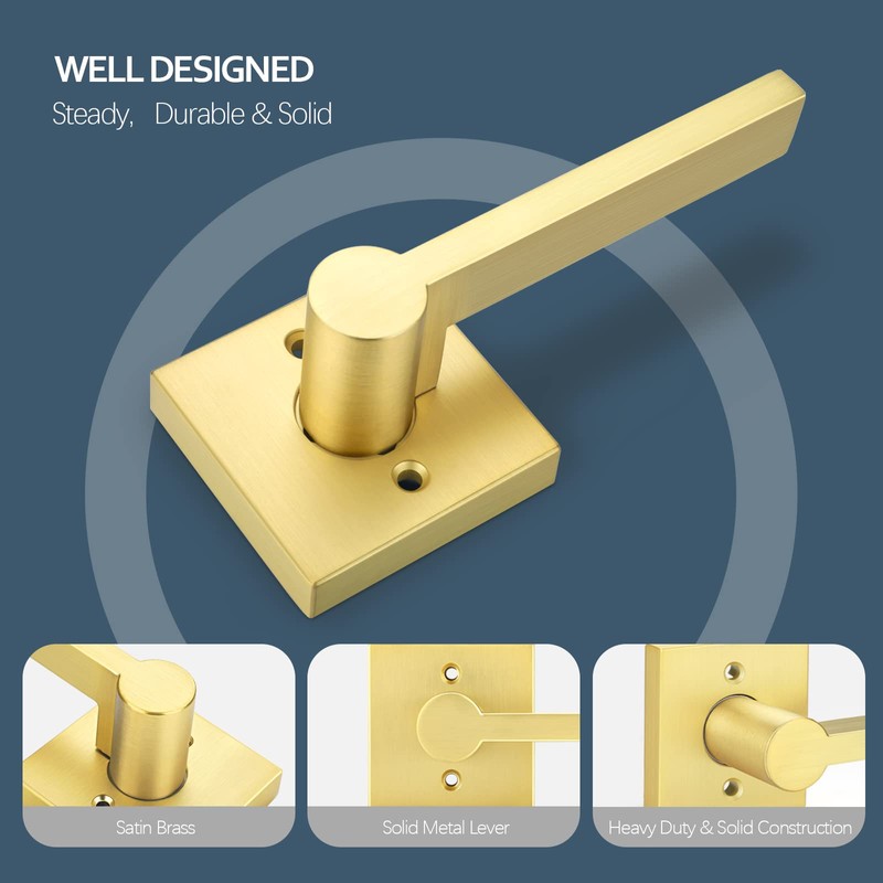EHOMEWARE Gold Dummy Door Levers Interior Door Handles, Heavy Duty
