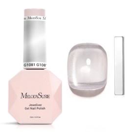MelodySusie Jeweliver Cat Eye Gel Nail Polish, Bright Silver Glitter Holographic Magnetic Nail Polish with Magnet, 0.5 Fl Oz, UV Nail Polish for Nail Art Manicure Salon DIY at Home G1081