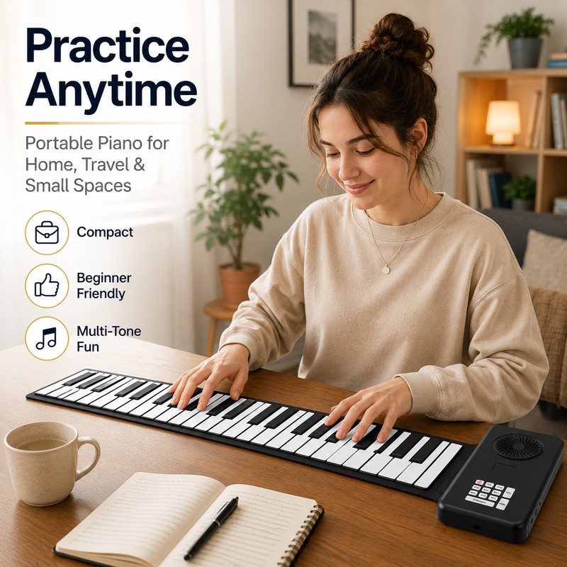 88-Key Roll Up Piano Keyboard for Home Practice – Portable