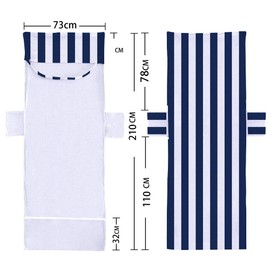 FANSU Schonbezug für Gartenliege, Frottee Handtuch für Sonnenliege Mikrofaser Schnelltrocknend Strandhandtuch mit 2 Taschen, Strandtuchfür Schwimmbäder, Strände, Gartenhotels(75x210cm)