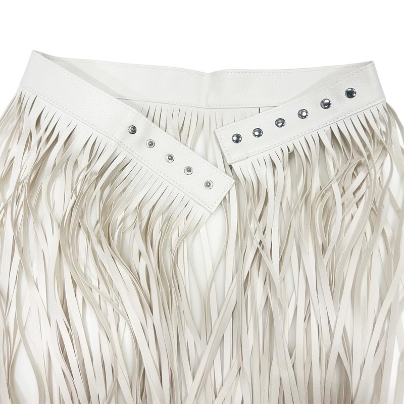 KKmeter Women PU Leather Long Fringe Skirt Waist Belt Girdle