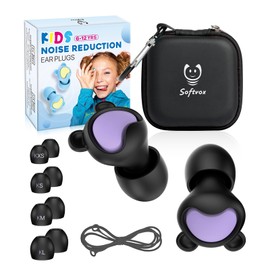 Kids Ear Plugs (6-12 yrs) - Reusable Noise Reduction Earplugs for Sleeping, Focus, Travel, Concerts, Socializing, Events, Noise Sensitivity - 8 Tips in XS/S/M/L for Adult with Small Ear Canals, 26 dB