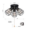 Farmhouse Close to Ceiling Light with Pull Chain, 3 Lights