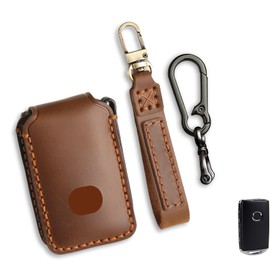 OLLEN Genuine Leather Key Fob Cover, Fit for Mazda 3, 6, 3 Hatchback, CX-5, CX-9, CX-12, CX-30, CX-50, MX-5, for Miata 2019-2025~, with Leather Keychain and Zinc Alloy Buckle, Brown