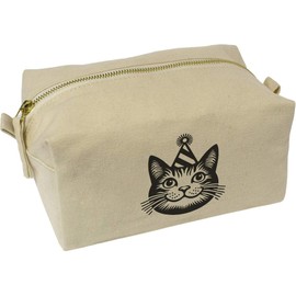 'Party Cat' Canvas Wash Bag/Makeup Case (CS00043682)