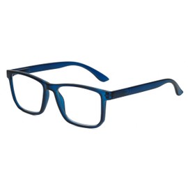 Calabria Unisex Rectangular Reading Glasses with Clear Lenses – R861 Acetate Frame | Spring Hinge Readers Men & Women | Eyeglasses with Case & Cloth | Magnification 2.00x & Navy Blue Crystal (3 Pack)