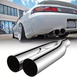 DREAMOTOR Exhaust Tips, Universal Dual Punta De Escape Para Carro 2.5" Inlet 3" Outlet 19" Length, Tail Pipe Exhaust Tips Compatible with Dodge Challenger SXT Honda Accord VW Chevy Camaro SS ZL1