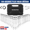 WORKPRO 22-Piece Ratcheting Wrench Set 180-degree flex head 72 Teeth