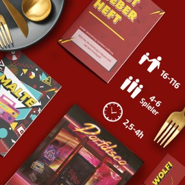 Mord bei Tisch Crime Dinner for Home - 4 to 6 People - The Village Disco Case - The Crime Game from 16 Years - Ideal as a Crime Dinner for a Murderous Dinner Party