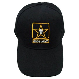 Gods Army Baseball Cap Black Christian Hat Religious with Cross and Star