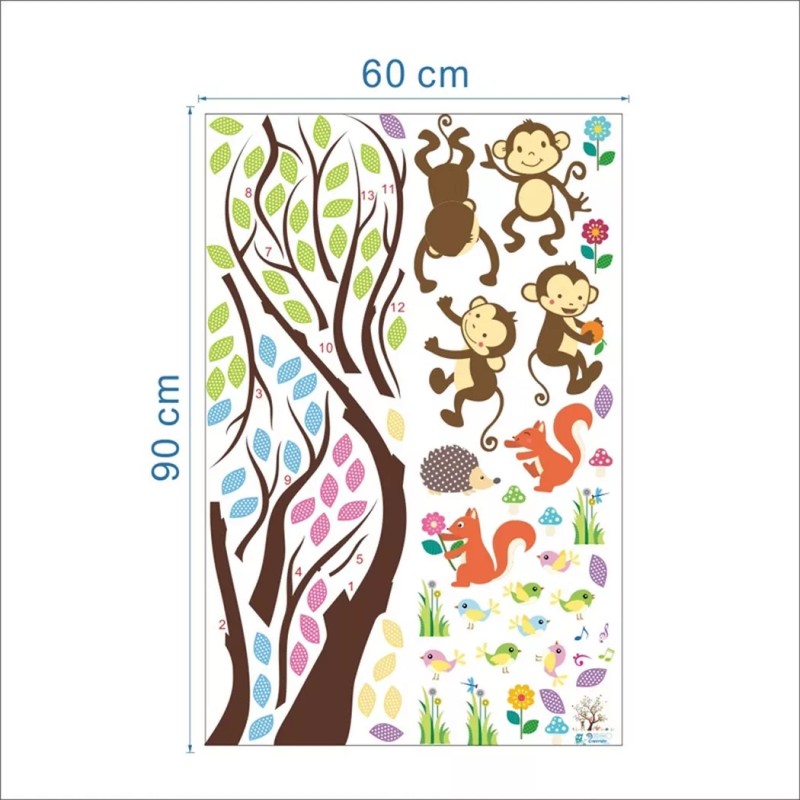DaraBaby Vinil Infantil Arbol De Dibujos Animados Mono Ardilla