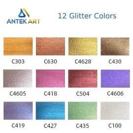 ANTEK ART Metallic Watercolour Paints, Glitter Watercolour Metallic Colours in One Portable Metal Case with Palette, Great Gift Idea for Artists, Painters (12 Glitter Colours)