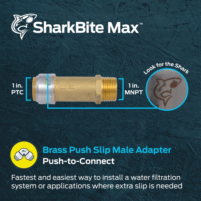 SharkBite Max 1 Inch MNPT Slip Adapter, Push To Connect