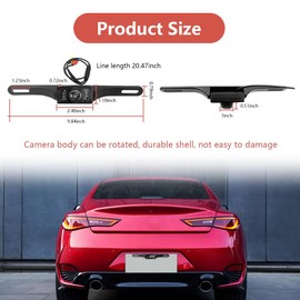 Kewucn Car Backup Camera, Wide-Angle Night Vision Reversing Parking Camera with 7 Infrared LED, IP68 Waterproof License Plate Backup Camera, Universal Rear View Cam for Most Vehicle
