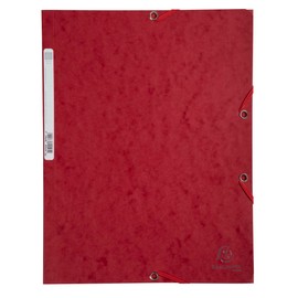 Exacompta 55525E Corner Folder Made of Extra Strong Manila Cardboard DIN A4 with 2 Elastic Bands and 3 Flaps 1 Piece Cherry Red