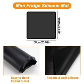 SEILETOO Mini Fridge Silicone Mat with Raised Edge, 24''x24'' Heavy Duty Under Refrigerator Mat, Mini Fridge Drip Pan Protect From Appliance Leaks Water Spills, Easy to Clean
