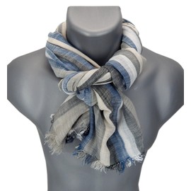Ella Jonte Men's Lightweight Soft Scarf with Stripes in Linen Look, gray