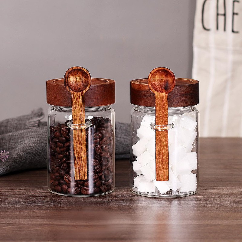 SAIOOL Sugar Jar with Lid and Spoon Set of 2,