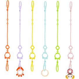 Correas de juguete para bebé, 6 piezas de soporte de juguete ajustable para accesorios de cochecito, clip de silicona para chupete de bebé, correa de viaje esencial para bebé que no se tira para silla