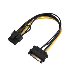 Cable SATA A PCI-E, 15 Pines SATA Macho A 8 Pines (6 Y 2 Pines) PCI Express Hembra Tarjeta De Video Cable Adaptador De Corriente Cable De Alimentación PCI Express(20cm Single SATA Cable)