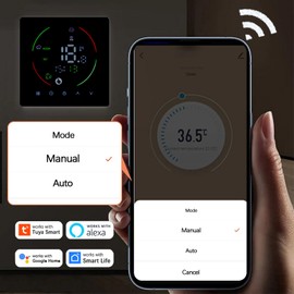 Arpokcoe Thermostat Fussbodenheizung Für Wasser,WiFi Raumthermostat Fußbodenheizung,Thermostat Digital mit Alexa, Google Home,Programmierbar,schwarz
