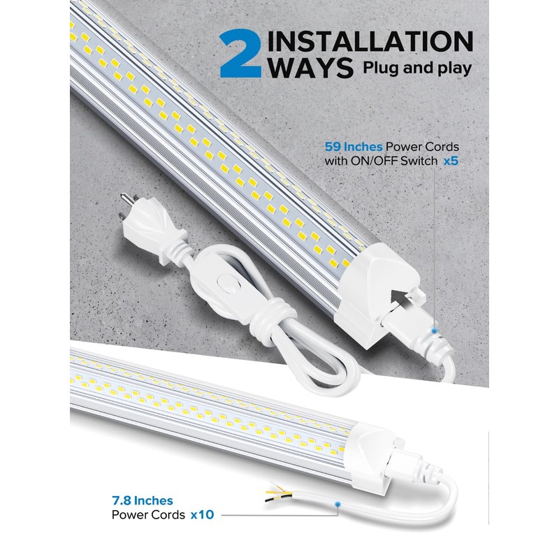 Super Bright 50W Led Shop Lights 4FT 10-Pack 5000K 7500LM