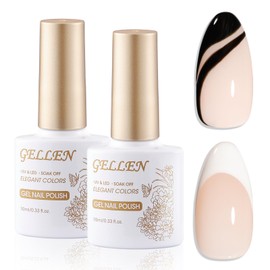 Gellen Black and White Gel Polish Set, 10ml Milky White Pure Black Color Gel Nail Polish Set, Soak off U V French Tip Gel Polish Set Long Lasting Fingernail Polish for Salon Manicure