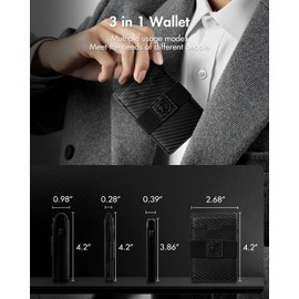 iwantit 3 in 1 MagSafe Wallet: Slim Bifold Money Clip - Smart Pop up Card Holder - Cash Strap, Mens Minimalist Magnetic Wallet, ID Window, Premium Leather (Carbon Fiber)