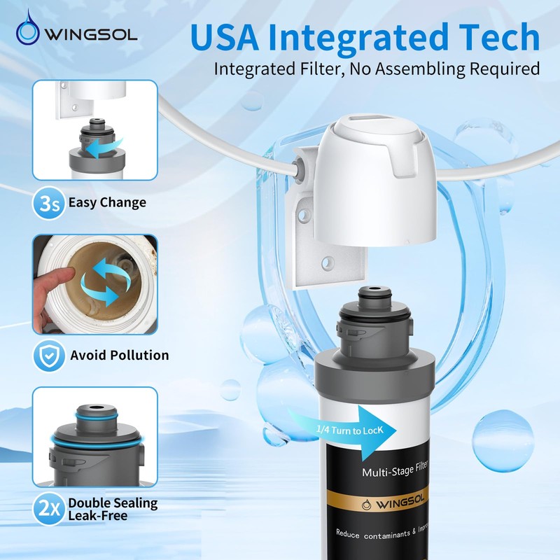 WINGSOL WINGSOL Under Sink Water Filter Replacement, reduce 99.99% Chlorine,
