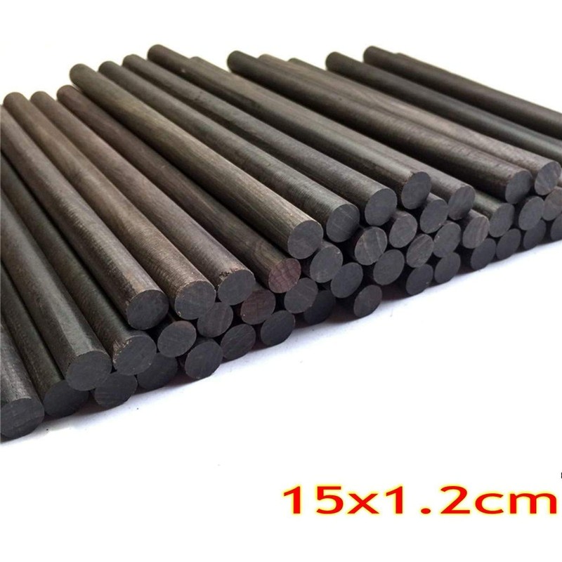 10-Pack 15x1.2cm African Blackwood Ebony Dowel Pins Wood Lumber Turning