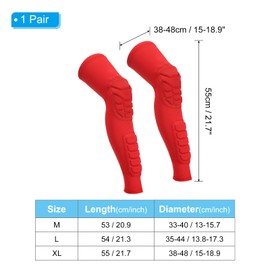 PATIKIL XL Knee Calf Pads, 2 Pack Knee Braces Pad Compression Leg Sleeve Protective Calf Shin Guard for Youth Adults Football Basketball Baseball, Red