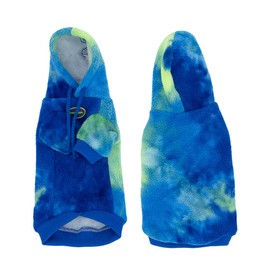 Sphynx Cat Hoodie Sweater, Thick Warm Stratch Soft Cat Hoodie Jacket,Two Legged Warm Fleece Hoodie for cat,Autumn Winter Clothes for Kitten Small Dogs (Blue&Green Tie Dye, M (3-5lbs))