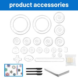 PJHAJH 32 Piece Spiral Drawing Toy Set, Drawing Flower Ruler Toy, Spirograph Design Set, DIY Painting, Creative Design, Suitable for Adults and Children