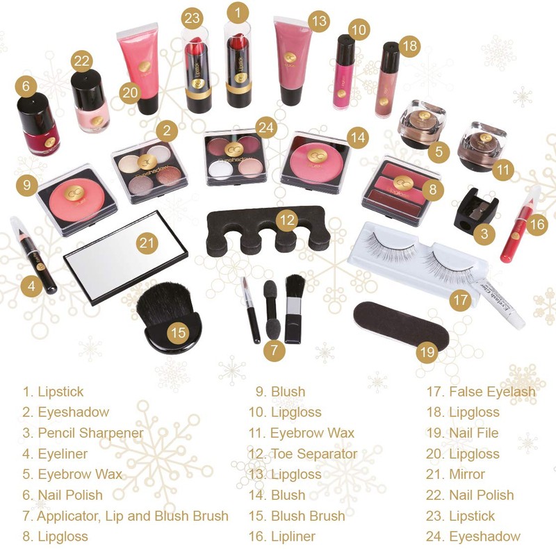 Beauty-Adventskalender Schminke mit 24 Make-up Kleinigkeiten für perfektes Styling im