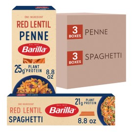 Barilla Red Lentil Spaghetti & Penne Pasta Variety Pack, 8.8 oz (Pack of 6) - Vegan, Gluten Free, Non GMO & Kosher -Made with Plant Based Protein