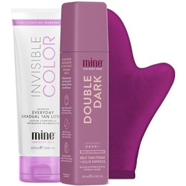 MINETAN BODY.SKIN Paquete de Espuma Autobronceadora Minetan Forever Bronze | El Mejor Kit Exprés: Incluye Espuma Autobronceadora Double Dark, Loción Autobronceadora Gradual Y Guante Autobronceador.