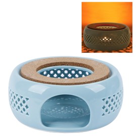 KEISSCO Teapot Warmer, Ceramic Teapot Heater with Cork Cushion Coffee Tea Warmer for Glass, Stainless Steel, Ceramic Teapot and Other Heatproof Dish Warming Use, Blue