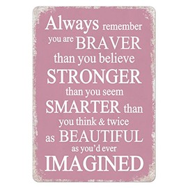 Braver Than You Believe...Inspirational Metal Wall Plaque Rose